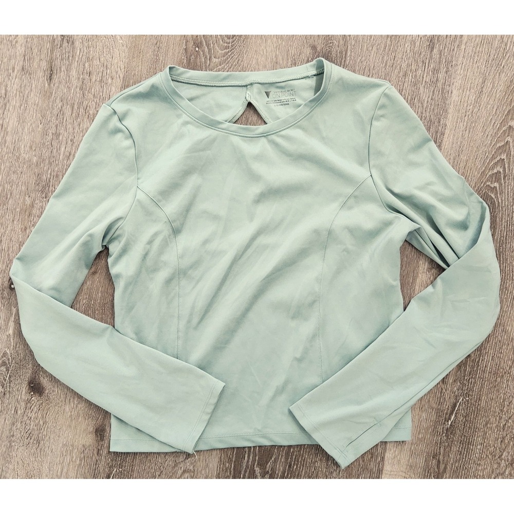 Victorias Secret On Point Long Sleeve Open Back Workout Top Sage Green Large